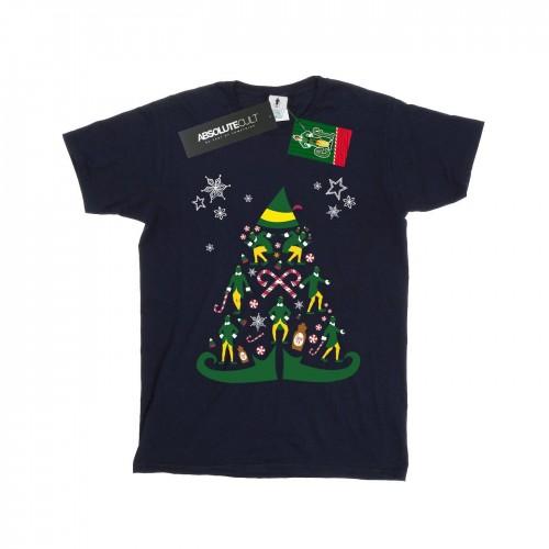 Elf T-shirt da Donna/Ragazza in Cotone Albero di Natale Stile Boyfriend