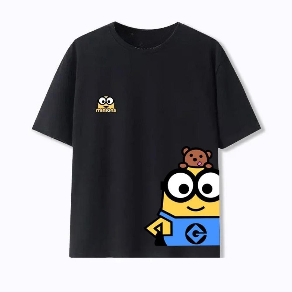Summer Children's Minions T-shirt with Cute Yellow Print, Suitable for Cool, Breathable Fabric and Skin Friendly in Summer