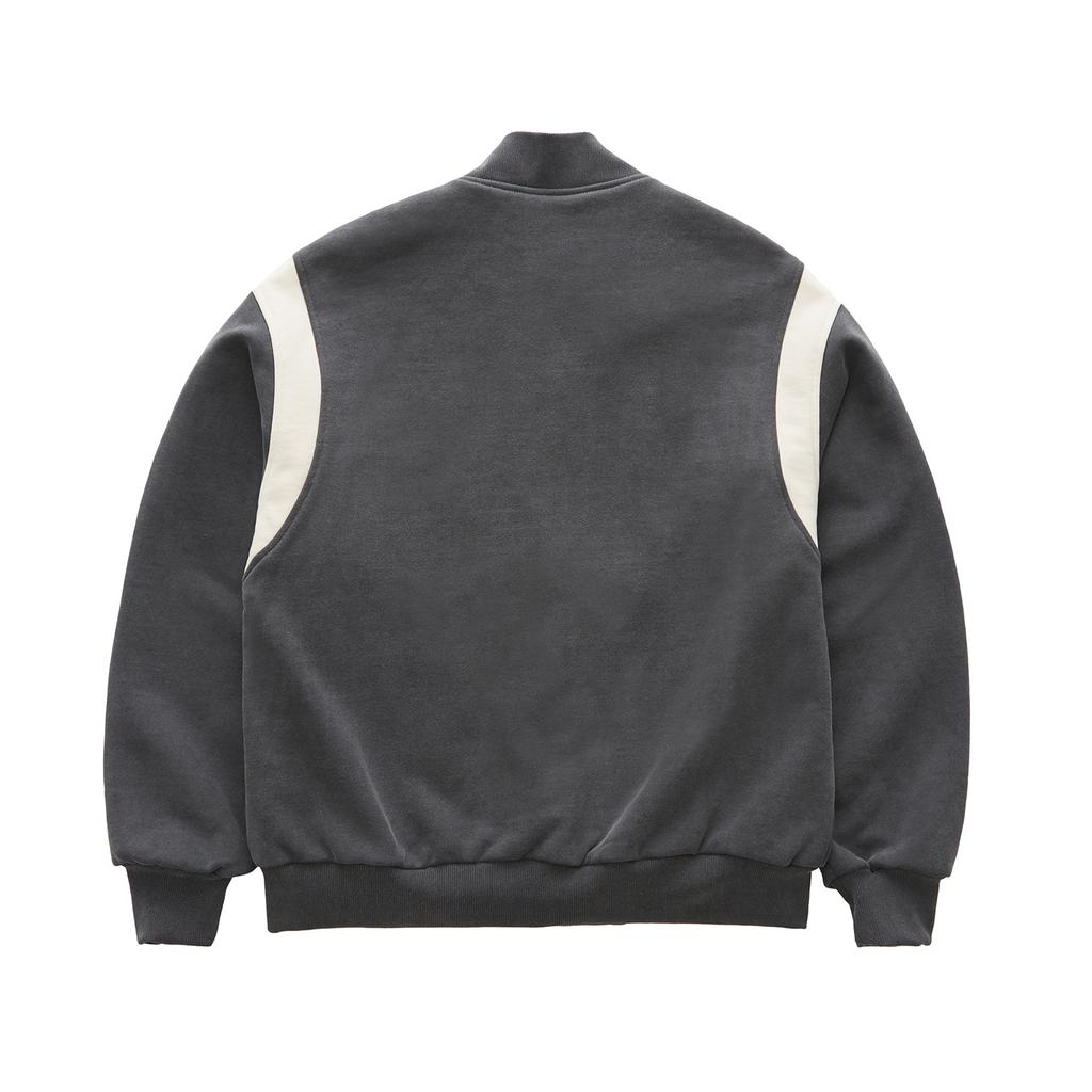 City Street Vintage Heavy Cotton Varsity Jacket - Gray