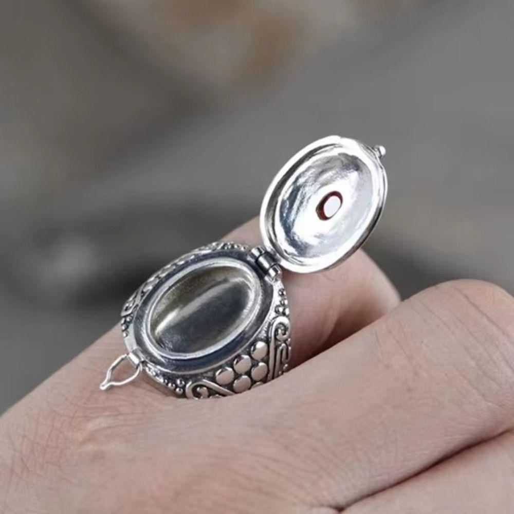Adjustable Openable Finger Ring Antique Opening Ring Unique Gawu Box Ring  Storage Container