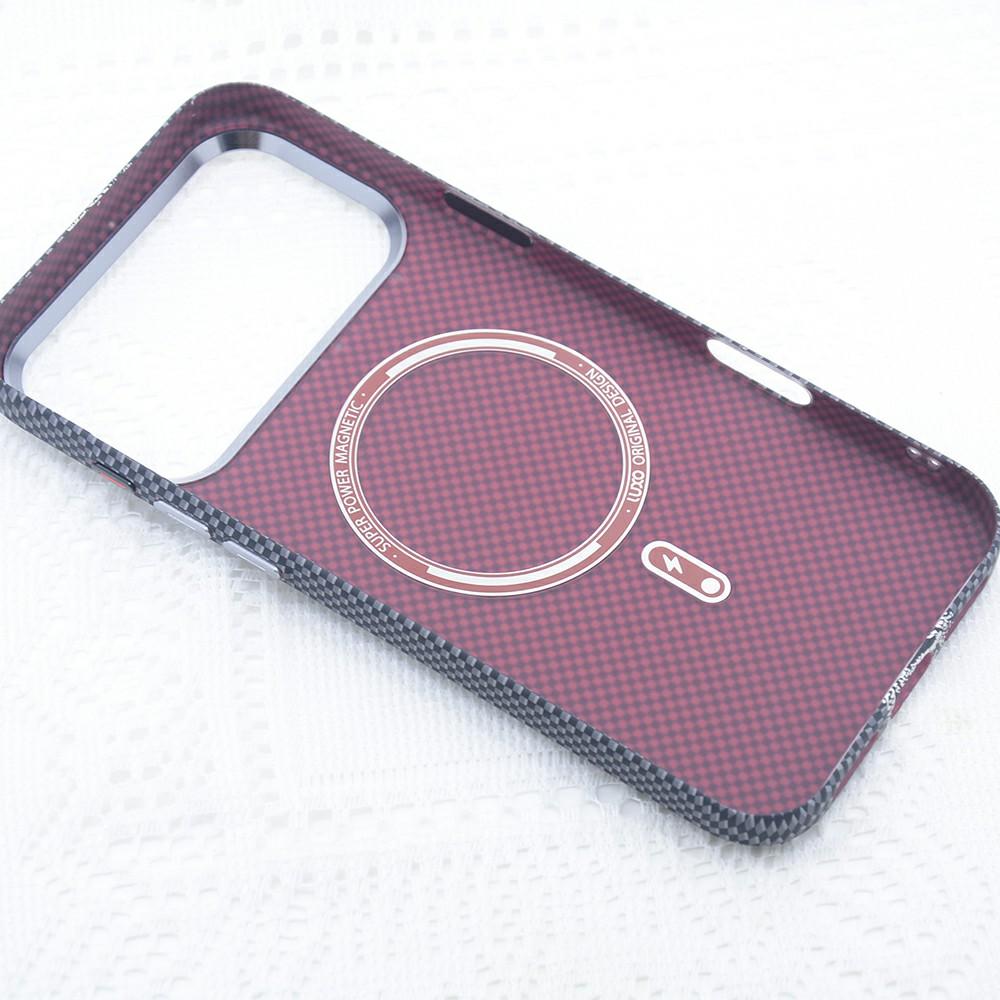For iPhone 17 Pro Magnetic Case Carbon Fiber Texture Water Transfer PC Phone Cover