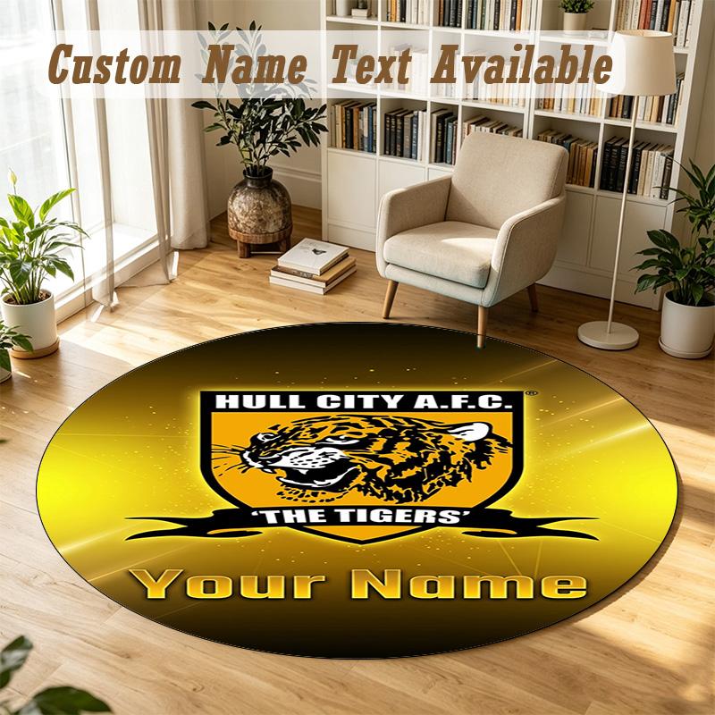 Round Rug Custom NameHull City Pattern Non Slip Carpet Home Floor Decor