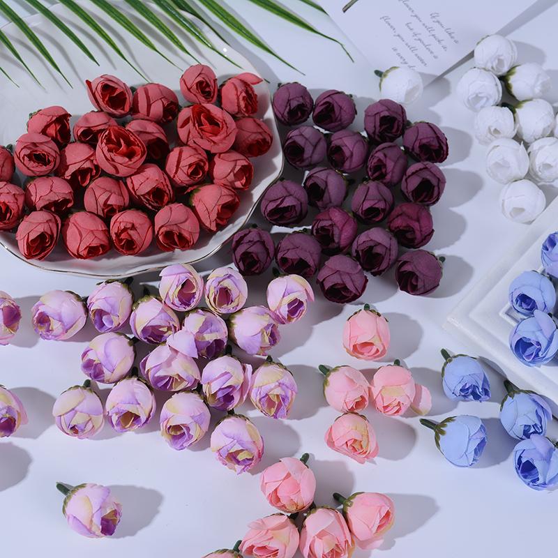 20Pcs 3cm Silk Roses Artificial Flowers Home Decor Summer Wedding Decoration Fake Flowers Bride Carfts Wreath Gifts Accessories