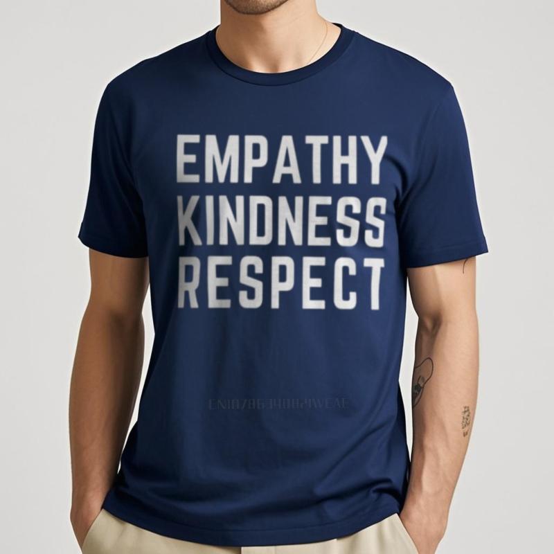 Empati Vänlighet Respekt Aktiv Slogan Herr Snabbtorkande Mjuk Bomulls T-shirt Kort Ärm Rund Hals T-shirt