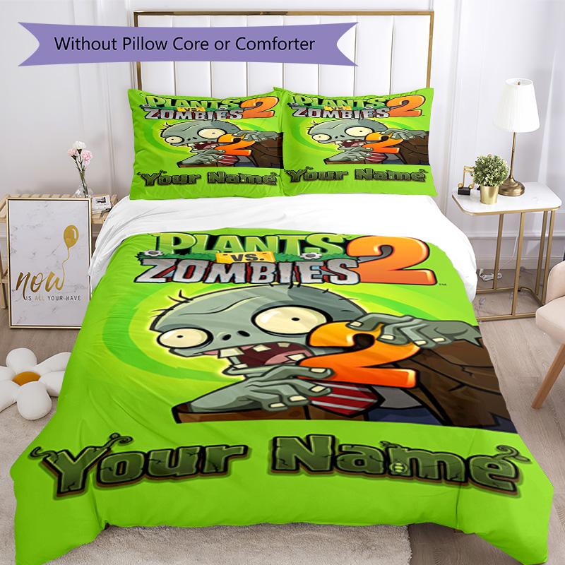 Plants Vs. Zombies Personalized Name Custom Bedding Perfect for Decorate Room Machine Washable Custom Room Decor Best for Christmas