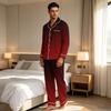 Men's Gradient Print Pajama Set: Loose Fit Lapel Cardigan & Straight Leg Pants - 2 Piece Sleepwear