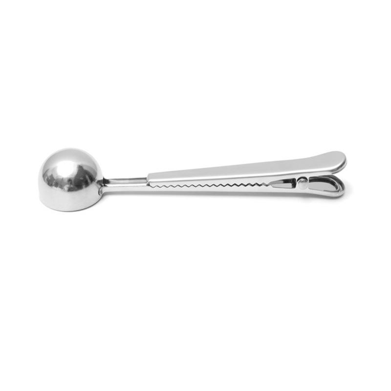 Multi-Purpose Stainless Steel Coffee Scoop with Clip and Measuring Spoon for Coffee, Tea, Powdered Milk, and Seasonings