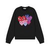 Relaxed Fit Cotton Sweatshirt With Heart Print Long Sleeve Crew Neck Fleece Lined Unisex Winter Casual Top