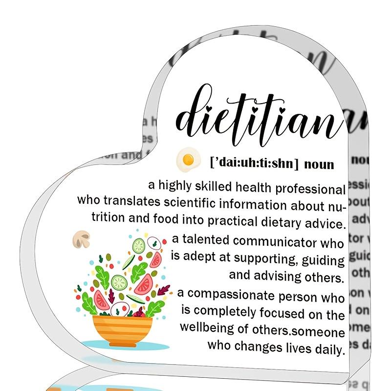 

Heart-Shaped Dietitian Desk Sign - Inspirational Nutritionist Appreciation Gift with Playful Food Illustration, Perfect for Home Office or Dietitian 10*10cm