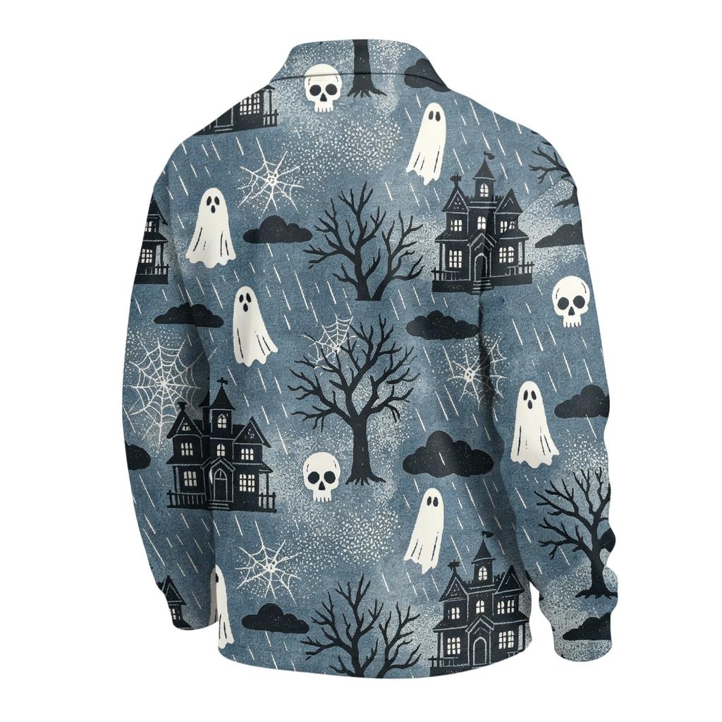 Camisa Masculina de Moda para Halloween com Botões e Manga Longa