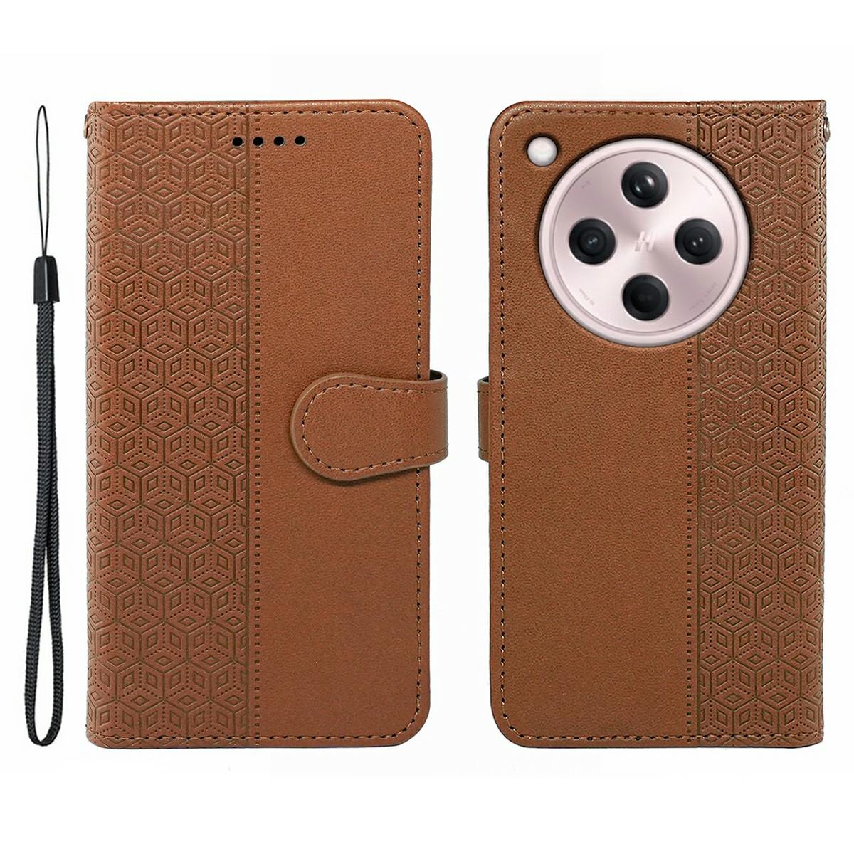 

Для Oppo Find X8 5G Чохол Захист від подряпин Склейка Інкрустований ромб Шкіряний чохол для телефону Brown