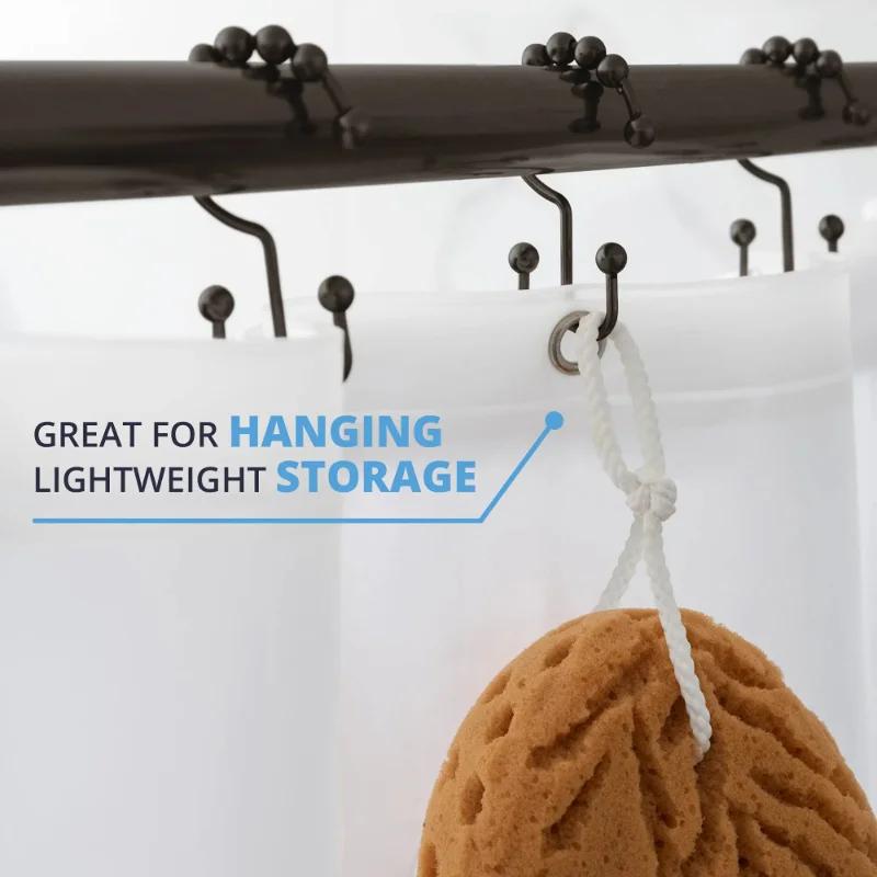 12 Pack Rust Proof Metal Shower Curtain Hooks Double Glide Curtain Rings for Bathroom Shower Rods