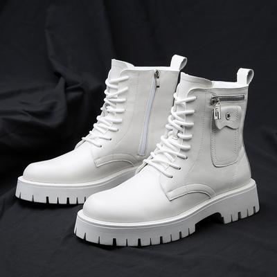 Vysoce kvalitní pánské bílé boty 2024 Módní design na zip Pánská kožená bota Protiskluzové šněrovací Pánské platformové boty Botas Para Hombre