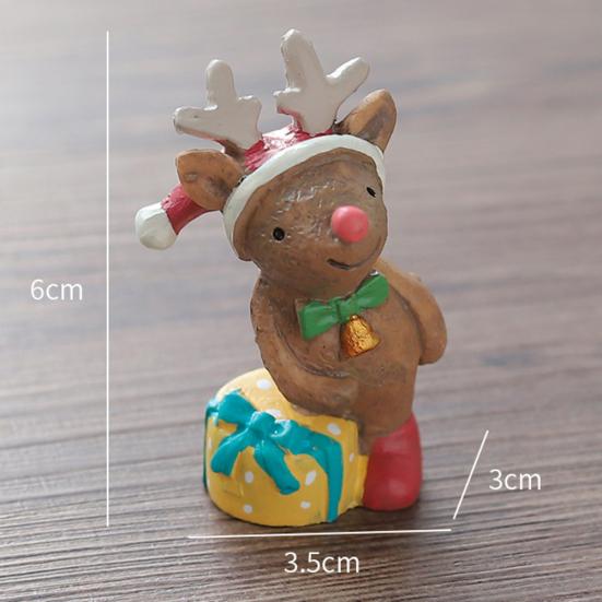 Cartoon Monkey Santa Elk Resin Ornament Figure Christmas Decoration Kids Toy
