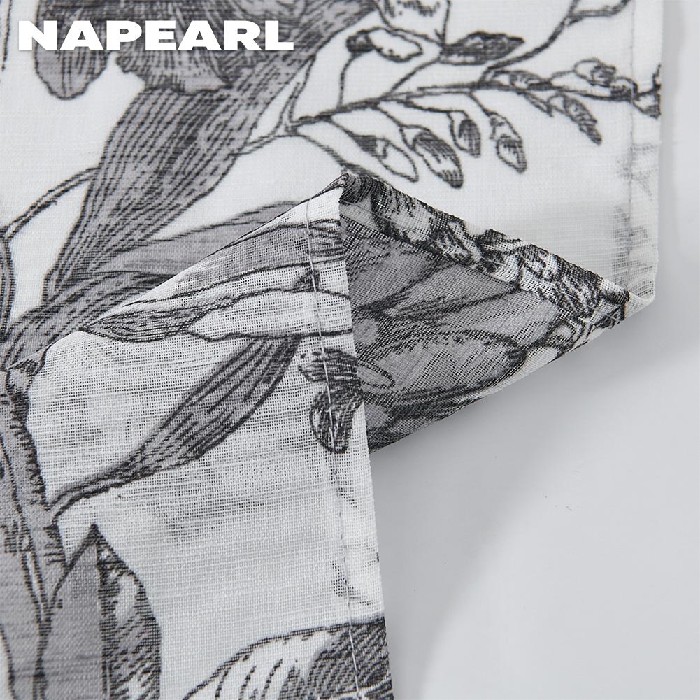 1PC NAPEARL Retro High-end Bead Lace Edging Printed Sheer Curtain Head for Kitchen Bedroom Living Room Window Decoration