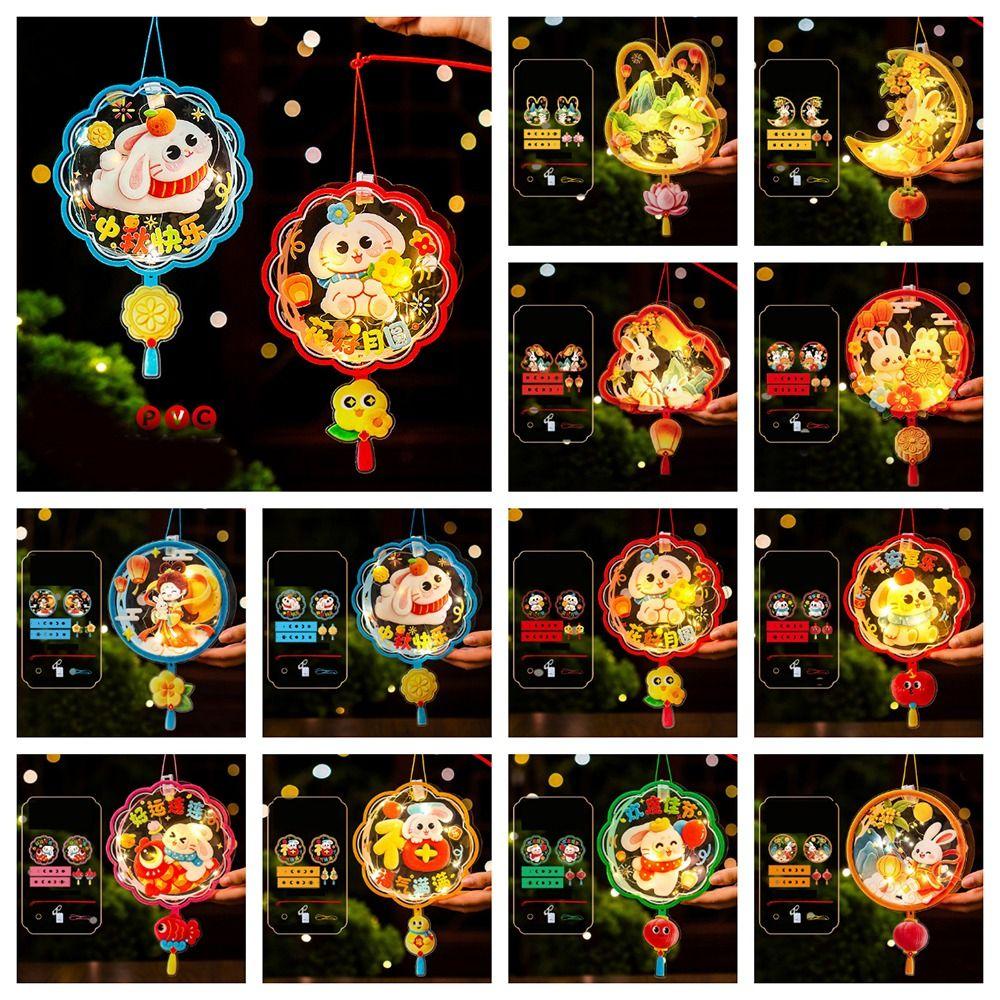 Cartoon Mid Autumn Lantern Cute Handheld Rabbit Flower Lantern Bunny Lantern  Festive Lighting