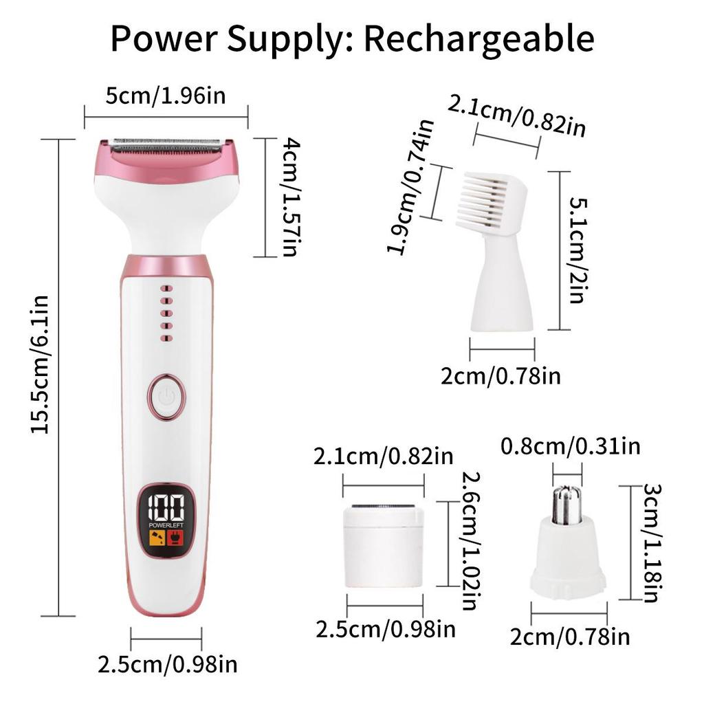 2025 Multifunctional Women's Electric Shaver & Eyebrow Trimmer - Four-in-One Digital Hair Remover