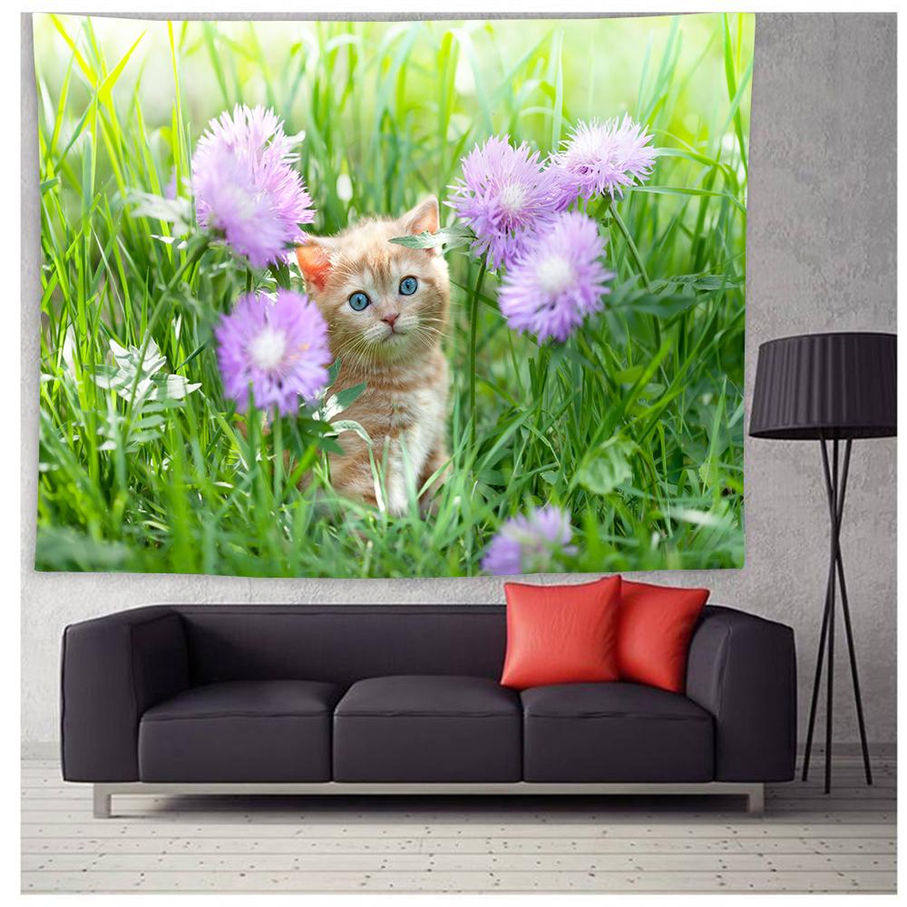 Kedi duvar halısı Peyzaj Goblen Duvar Asılı Trippy Duvar Sanat Goblen Yatak Odası Oturma Odası Ev Dekor için