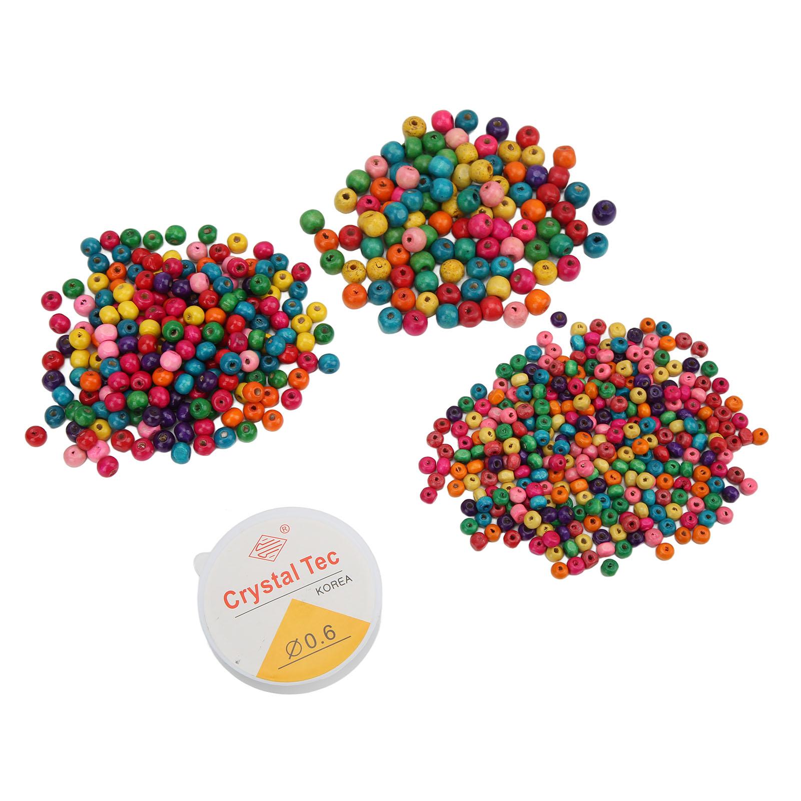 

601 шт. ассорти из круглых деревянных бусин 3 размеров с рыбьей проволокой для ювелирных изделий браслетов ожерелий