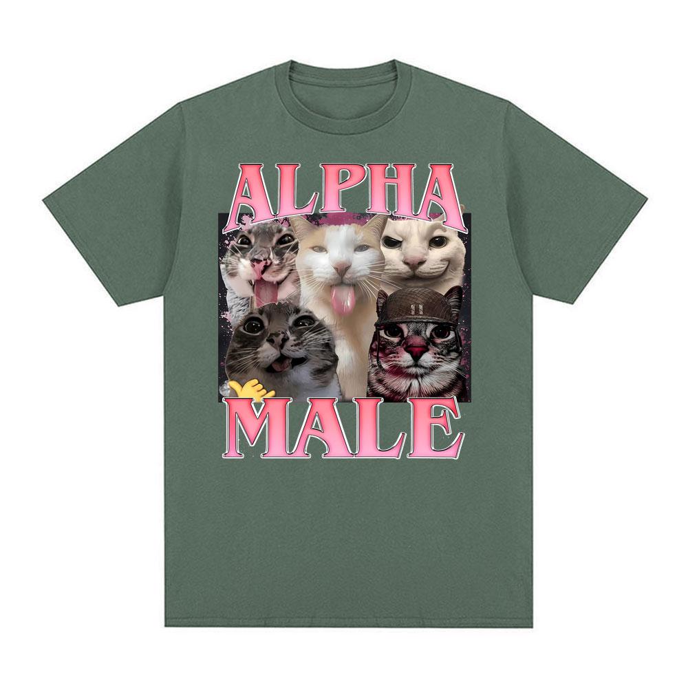 Alpha-Männchen Lustiges Katzen-Meme T-Shirt Unisex Kleidung Harajuku Mode Klassisches Sommer-T-Shirt Lässiges Übergroßes Hochwertiges T-Shirt