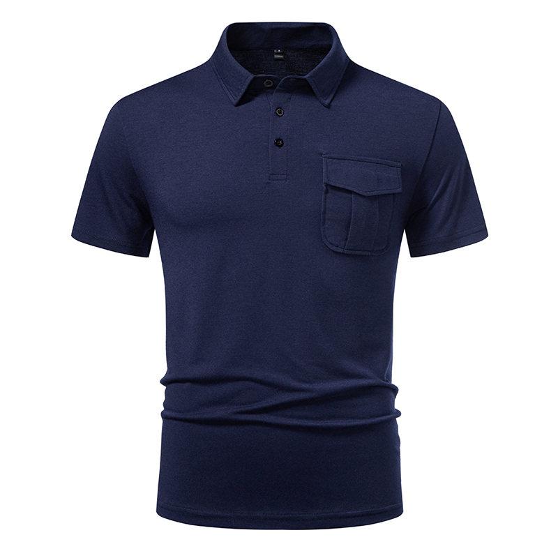Man Pocket Designer Polo Shirt Summer Tops Short Sleeve Solid Color Golf Camisa Streetwear Masculina Mens Tee Shirt Homme