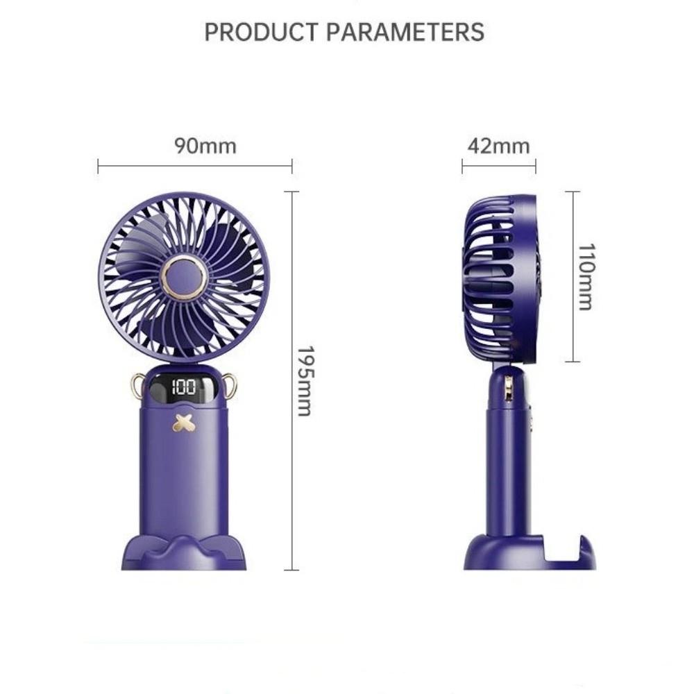 6000mAh Handheld Mini Fan 90° Foldable Rechargeable Cooling Fan 6 Speed Wind LED Digital Display Rechargeable Fan Summer