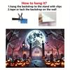 1 Piece of Halloween Ghost Night Scene Background Banner, Made of Polyester Fabric for Wall Covering, No Electricity Required