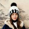 1Pc Plush Hat Winter Ear Protection Cold Protection Single Ball Cycling Color Blocked Polyester Imitation Fox Fur
