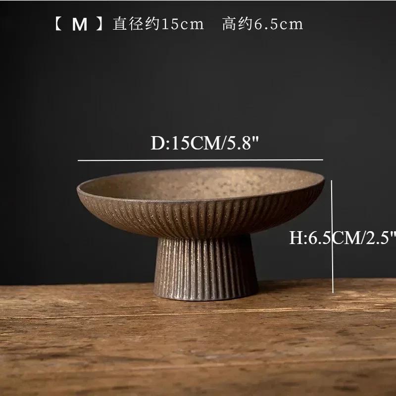 Haushalt Vintage Obstteller Keramik Snackschale Japanische Hoher Fuß Nussteller Speiseteller Wohnzimmer Süßigkeitsschale Küchenzubehör