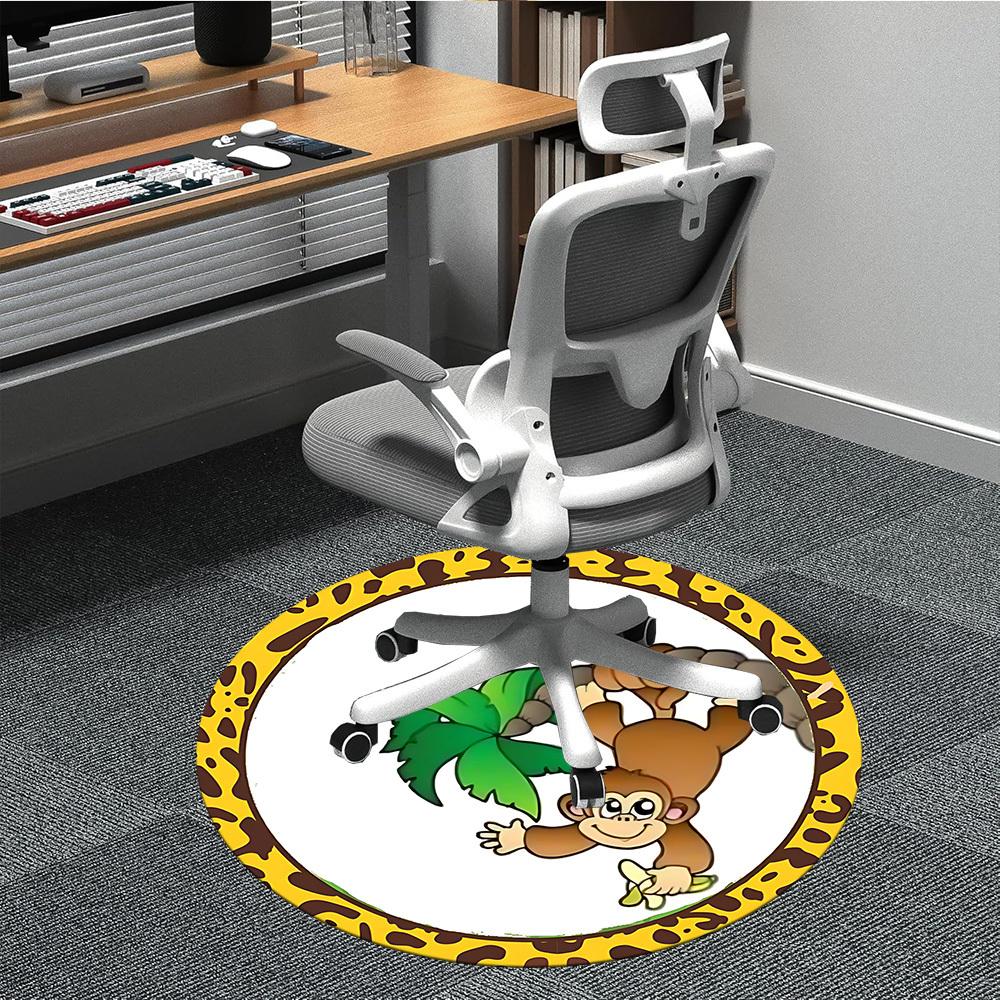 

1pc Jungle Monkey Print Chair Carpet for Office, Non-slip, Soft and Durable Office Rug for Decoration, Perfect for Office yy251229141 80cm by 80cm