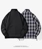 Trendy Cross-Lattice Double-Sided Spring/Autumn Cool Streetwear Jacket with Stand Collar