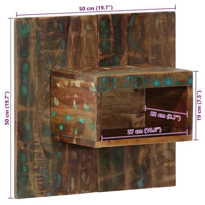 VidaXL Multicolored Bedside Table 50x27x50 Cm Reclaimed Wood, Bedside Cabinet, Bedroom Furniture, Table of 4017526