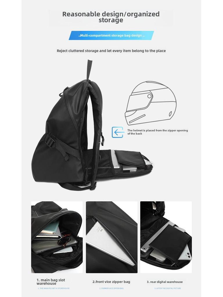 Motorradhelm-Rucksack mit großer Kapazität für Radfahrer - Unisex-Reisetasche