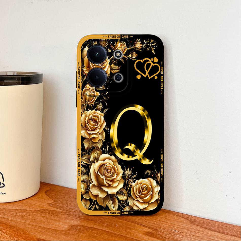 Per Cover Telefono Redmi 15C 4G 5G Fiori Nome Lettere Morbida Silicone Liquido Custodia a Protezione Totale Per Redmi 15 C Alloggiamento Antiurto