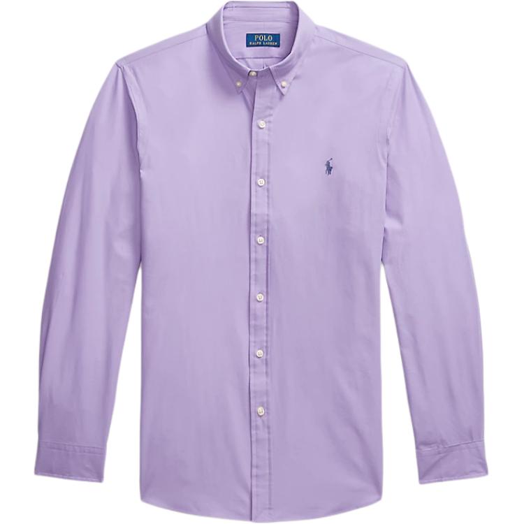 

Polo Ralph Lauren Однотонная рубашка с воротником поло, однобортная, с длинным рукавом, мужская, фиолетовая 710952106-006