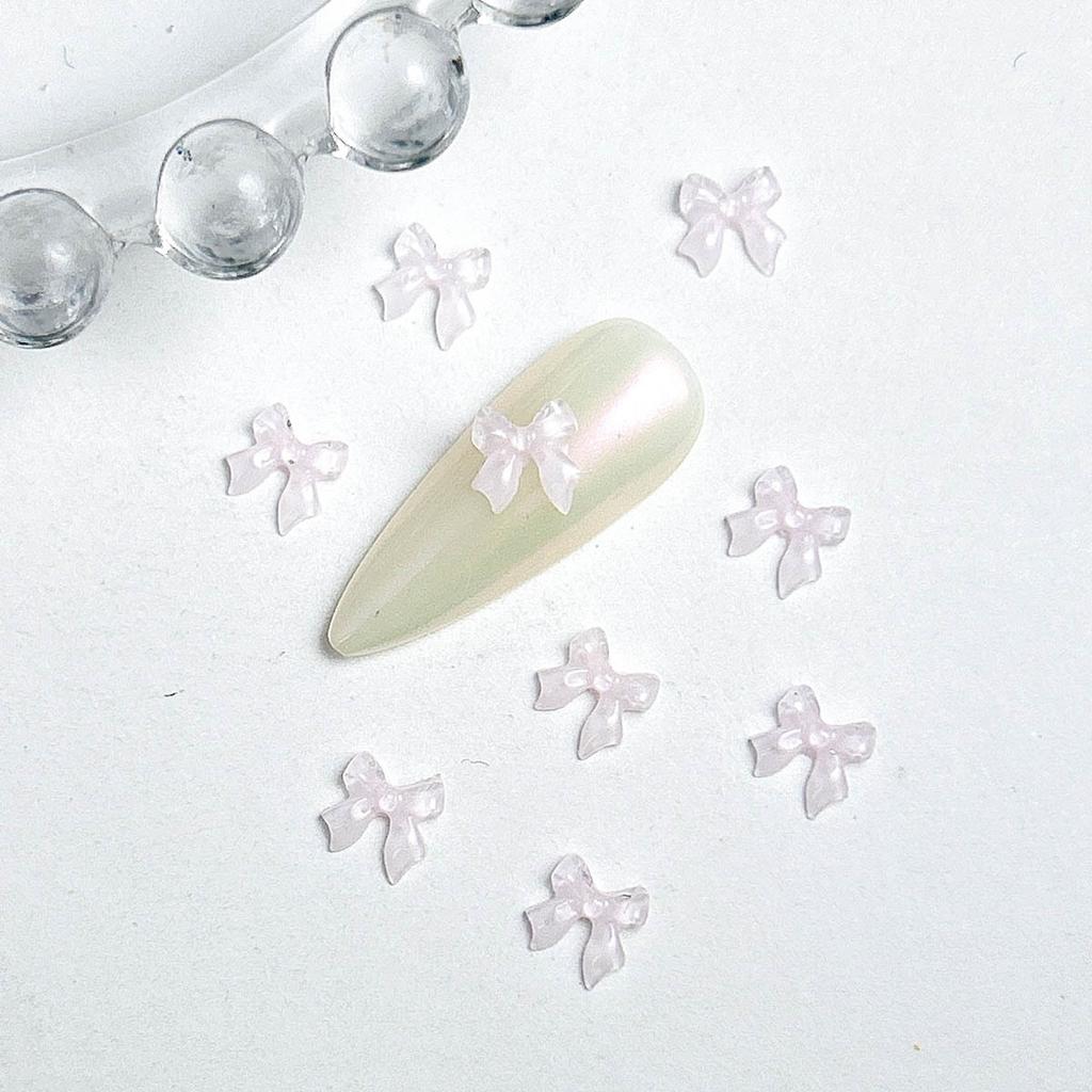 Mini Small Bow Nail Art Accessories Internet Celebrity Ice Transparent Resin 3D Bowknot Beautiful Girl Nail Decoration
