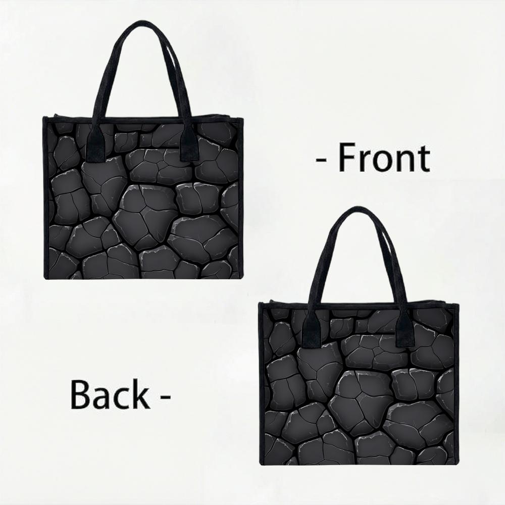 Cracked Pattern Tote Bag Large Capacity Shoulder Handbag for Daily Use