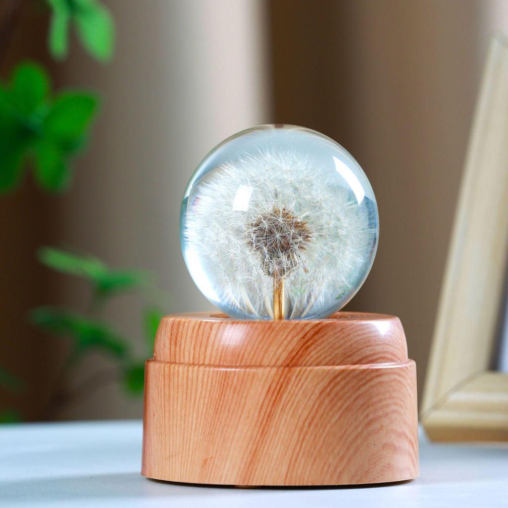 Drehendes Löwenzahn-Nachtlicht-Ornament - Trendiges Harzspielzeug für Schreibtisch oder Wohnzimmer, Perfektes Geburtstagsgeschenk