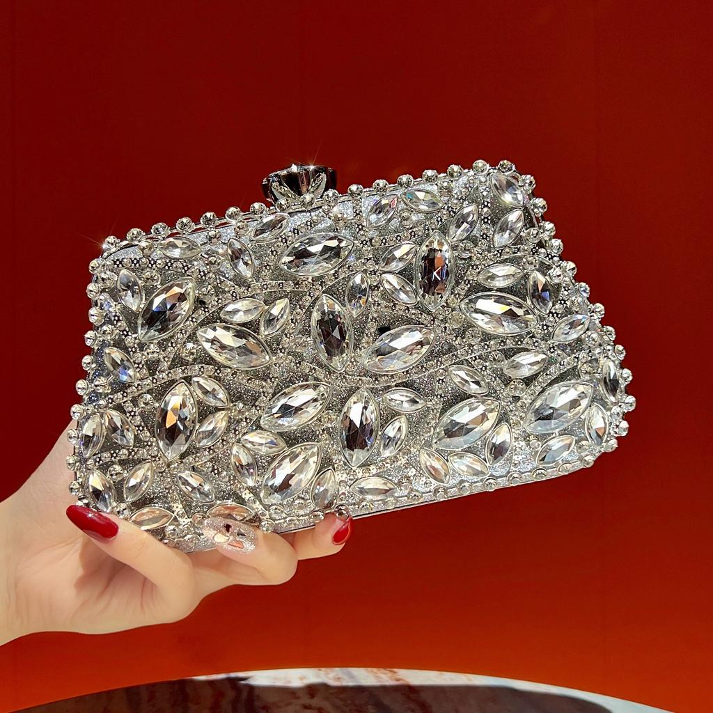 Bolso de Mano con Cuentas Estilo Lujo, Bolso Pequeño de Moda, Bolso de Mano para Mujer con Cuentas, Grabado de Diamantes, Bolso de Noche Sofisticado