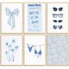 6Pcs Coast Bikini Preppy Canvas Wall Art Blue Shell Bow Coquette Picture Wall Decor Meet Me At The Beach Coastal Granddaughter Poster Print Artwork
