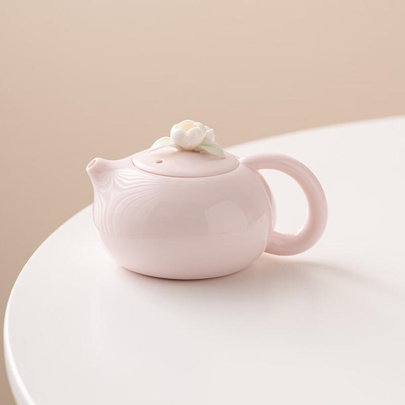 Zhi Nian Hua Peach Pink Ceramic Teapot