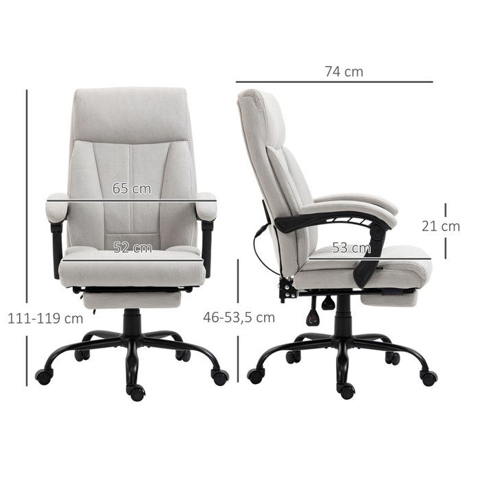 Siège de bureau, fauteuil de direction ergonomique avec repose-pieds réglable en hauteur, gris clair