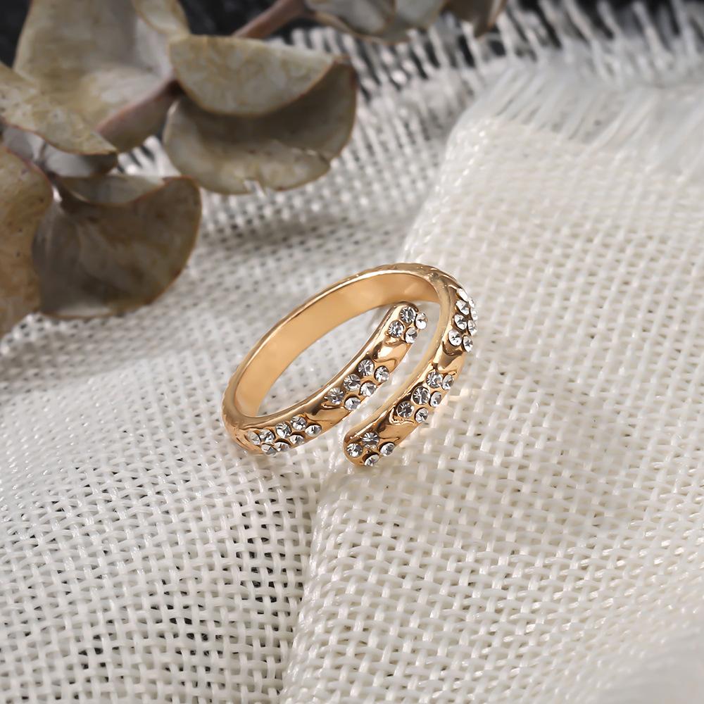 Exquisite Super Flash Slightly Inlaid With Diamond Opening Ring, Personality And Temperament Versatile Opening Adjustable Ring Woman