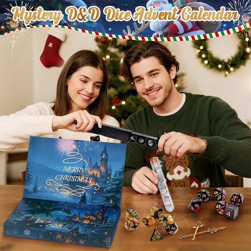Christmas Advent Calendar 2025, Mystery DND Dice Set Vacation Advent Calendar 24 Days,Suitable for Dungeons and Dragons RPG, Role Playing Table Game