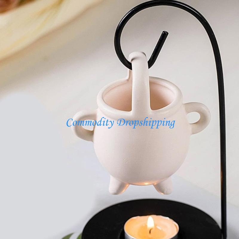 Y5JC Hanging Ceramics Cauldron Essential Oil Burners Tealight Holder for Home Decors and Soothings Aromatherapies Diffuser China Mainland