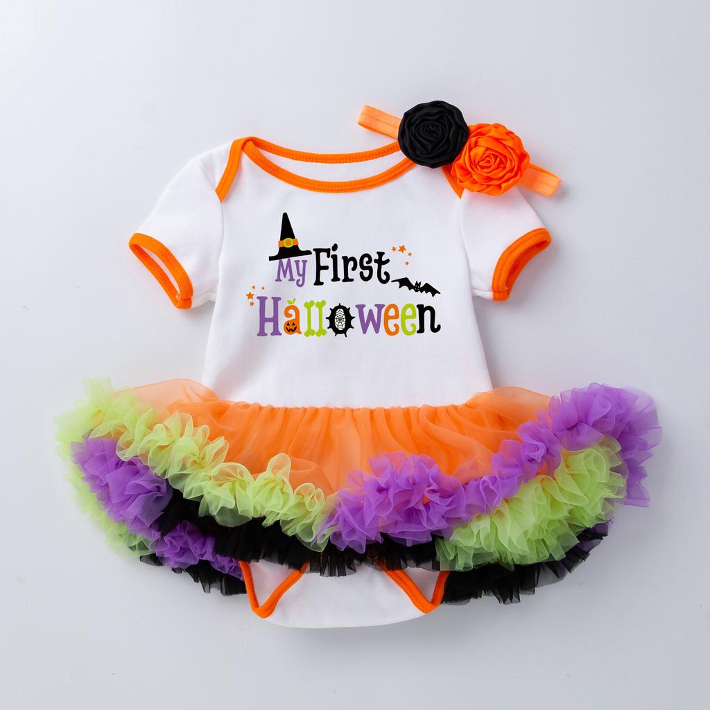 Infant Baby Girls Kids Skirts Set 2PC Romper + Headband Halloween Outfits