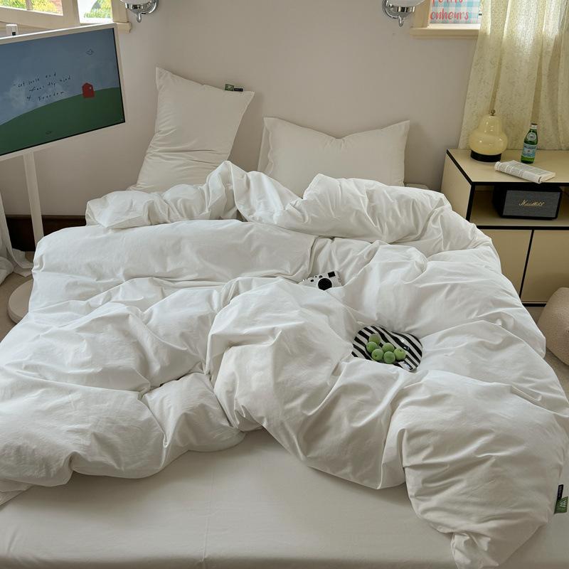 Class A Maternal And Infant Grade Ultra-Soft Double-Color Washed Cotton 4Pcs Set, Bed Sheet Quilt Cover, Student Dormitory 3Pcs Set, Bed Hat Factory