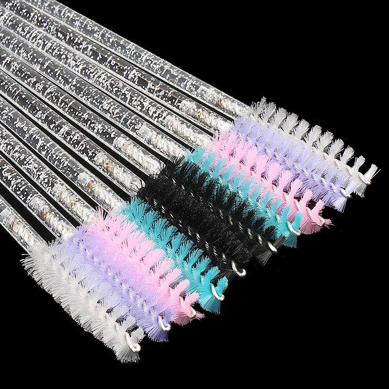 50 sztuk Jednorazowy Kryształowy Zestaw Szczoteczek do Rzęs i Brwi - Włosie Nylonowe, Wielokolorowe Narzędzia do Makijażu