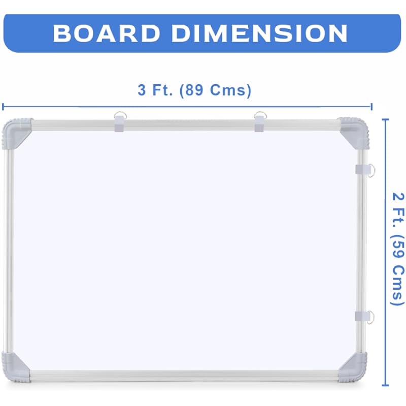 Eduway 2X3 Feet Kunj Non-Magnetic Double-Sided White Board And Chalk Board Combo With 1 Marker And 1 Duster | Ideal Use