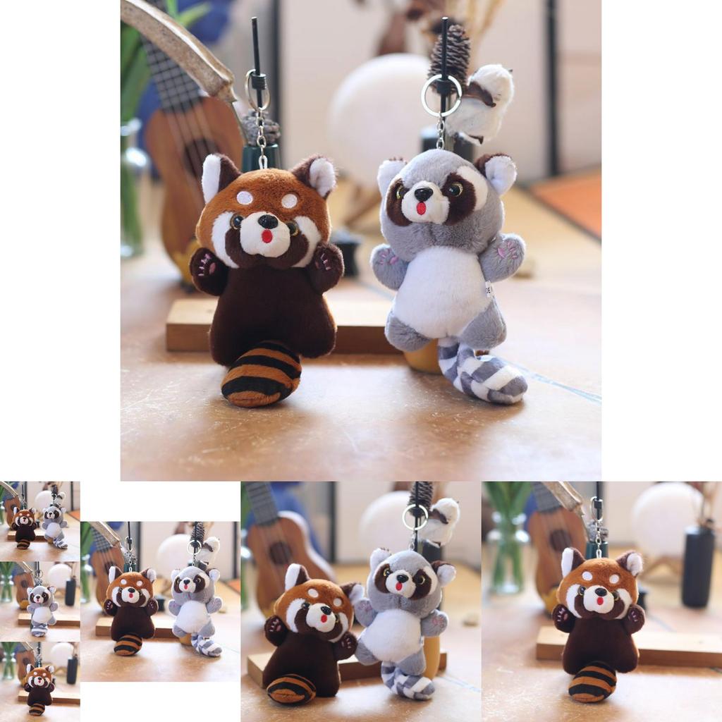 Adorable Cute Plush Raccoon Keychain Pendant Soft Stuffed Toy For Bags And Accessories